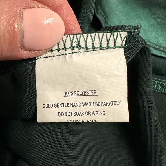 Here Comes The Sun Forrest Green Satin Mini Dress, Size Small (v) - Picture 8 of 9